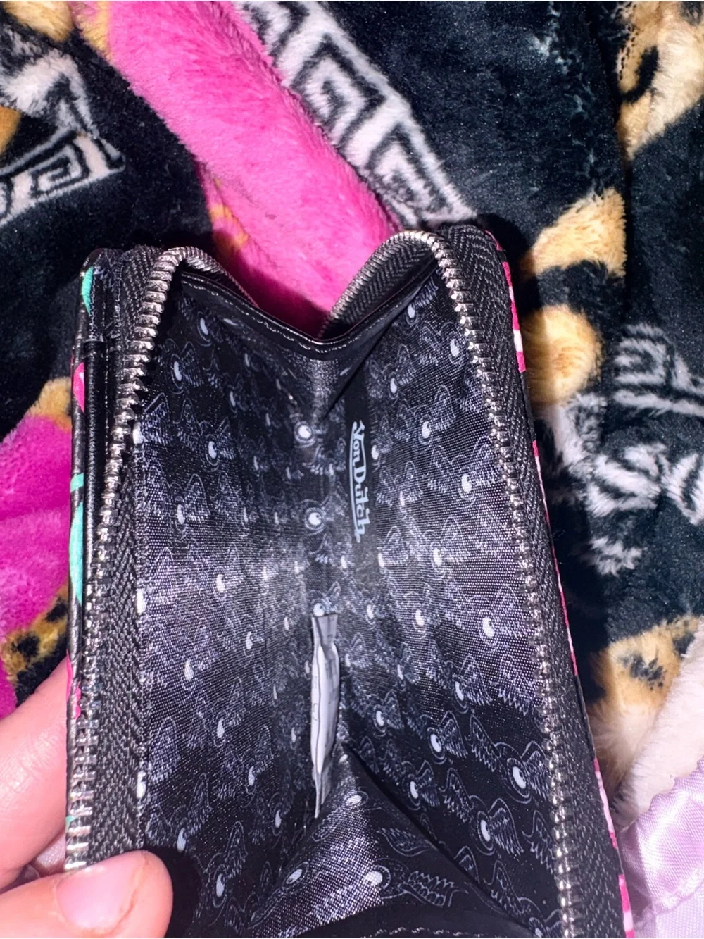 Bright Pink Cherry Print Wallet - Von Dutch